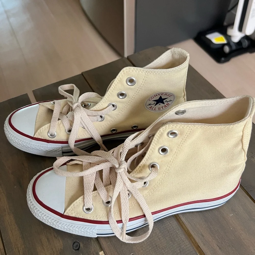 Classic Canvas High-Top Sneakers in Cream